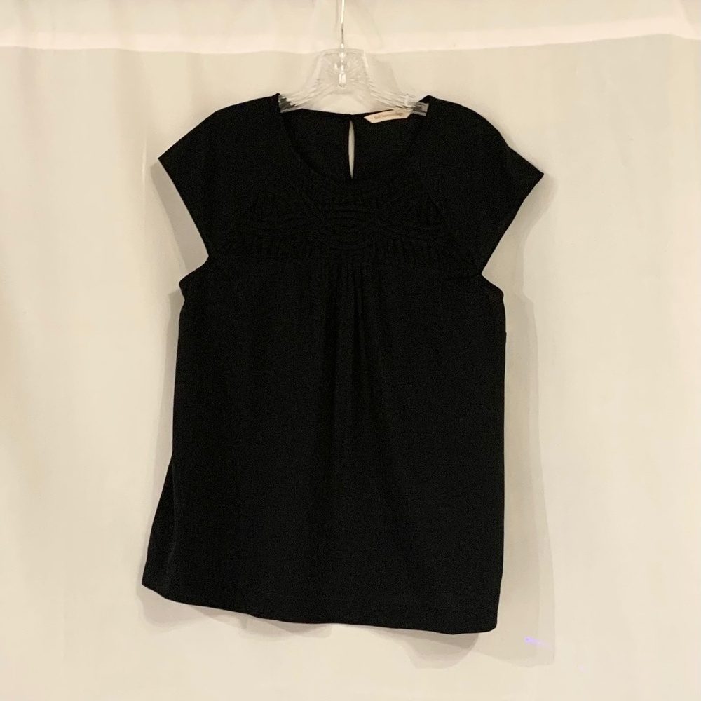 Soft Surroundings Black Cap Sleeve Blouse